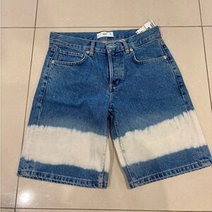Mango Blue and White Jean Shorts